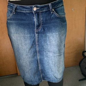 Knee length jean skirt